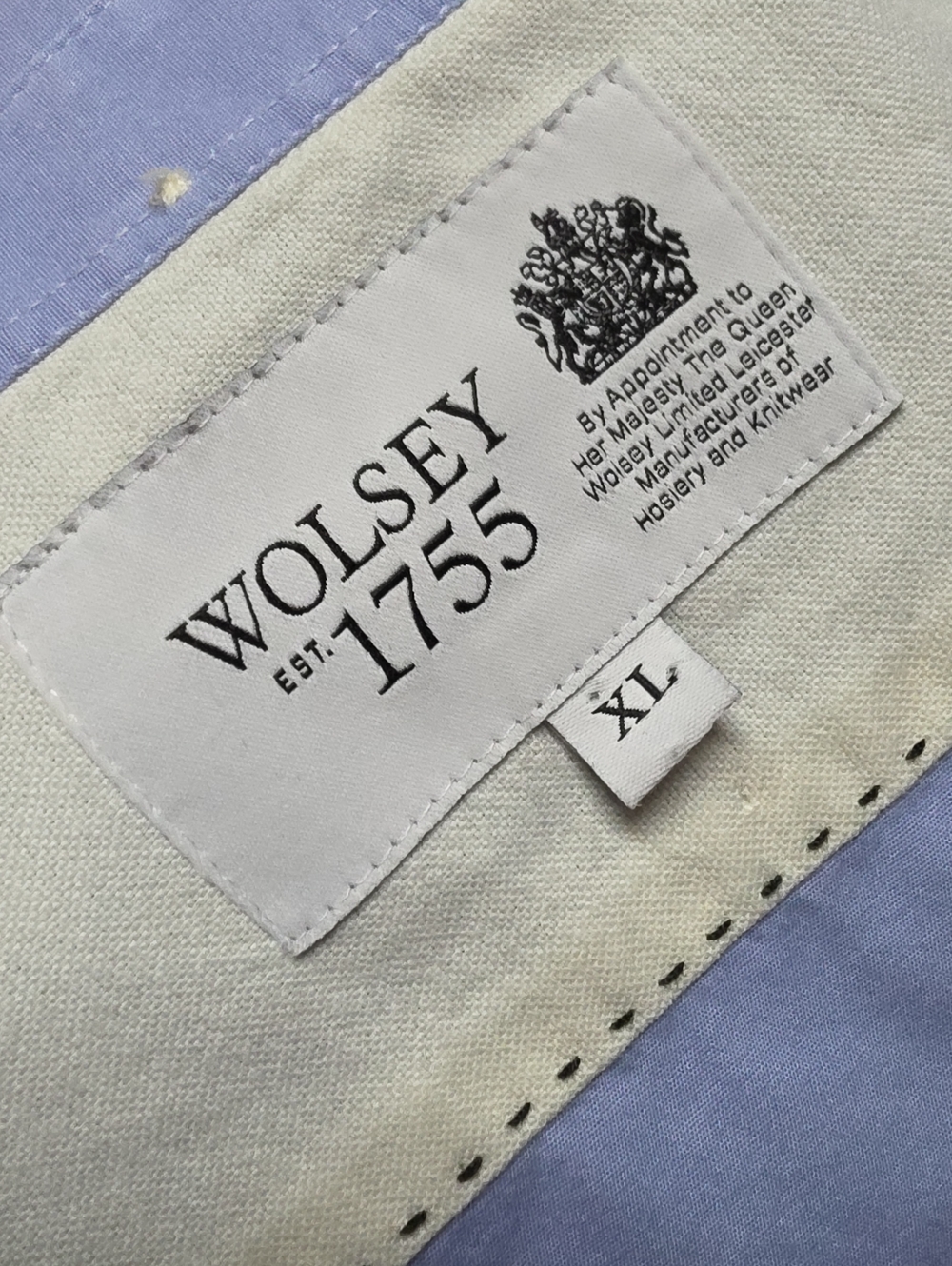 Wolsey Est 1755 Men's Vintage Light Blue Dress Shirt W/Linen Trimmed Placket